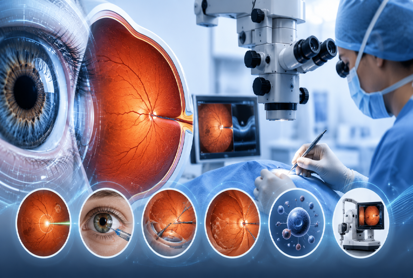 Vision types - near, intermediate and far vision illustration
