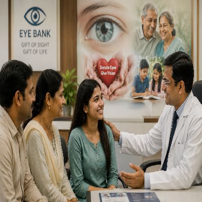 Doctor performing cataract examination