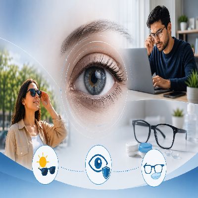 Doctor performing cataract examination